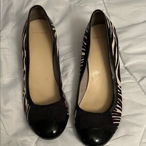 Cole Haan Women's Zebra Pattern Flats - Black and White